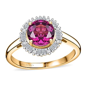 Certified & Appraised Luxoro AAA Radiant Ember Garnet and G-H I2 Diamond 1.63 ctw Ring in 10K Yellow Gold (Size 10.5)