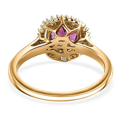 Certified & Appraised Luxoro AAA Radiant Ember Garnet and G-H I2 Diamond 1.63 ctw Ring in 10K Yellow Gold (Size 12.0)