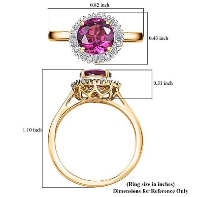 Certified & Appraised Luxoro AAA Radiant Ember Garnet and G-H I2 Diamond 1.63 ctw Ring in 10K Yellow Gold (Size 9.0) (Del. in 12-15 Days)