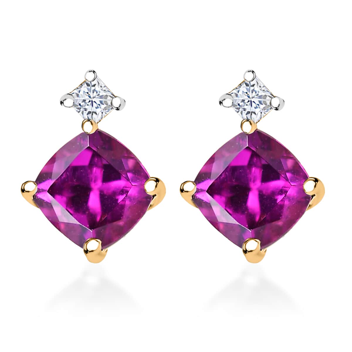 Certified & Appraised Luxoro 10K Yellow Gold AAA Radiant Ember Garnet, Diamond (G-H, I2) Earrings (Del. in 7-10 Days) 1.20 ctw image number 0