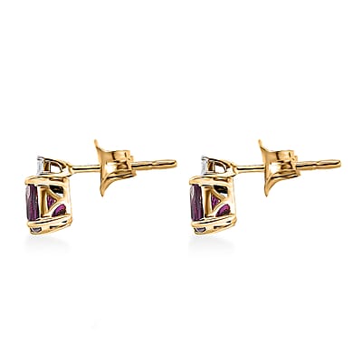 Certified & Appraised Luxoro AAA Radiant Ember Garnet and G-H I2 Diamond 1.20 ctw Stud Earrings in 10K Yellow Gold