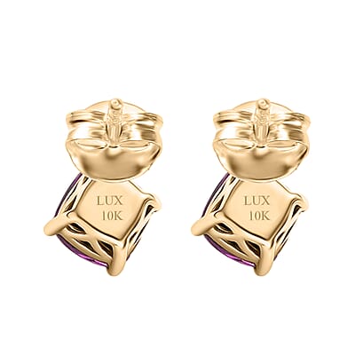 Certified & Appraised Luxoro AAA Radiant Ember Garnet and G-H I2 Diamond 1.20 ctw Stud Earrings in 10K Yellow Gold