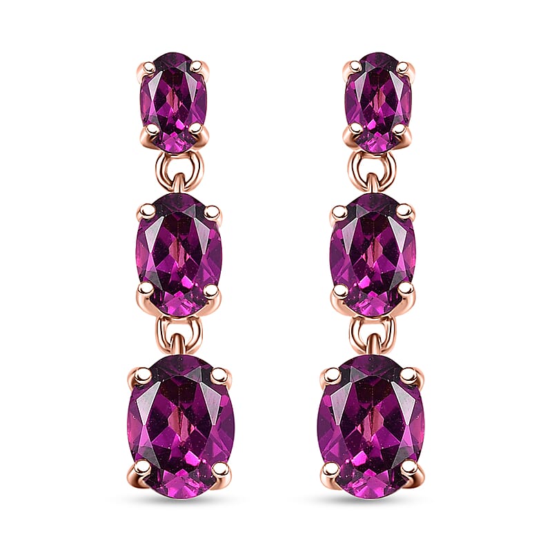 Certified & Appraised Luxoro AAA Radiant Ember Garnet 3.56 ctw Earrings in 10K Rose Gold