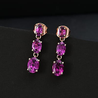 Certified & Appraised Luxoro AAA Radiant Ember Garnet 3.56 ctw Earrings in 10K Rose Gold