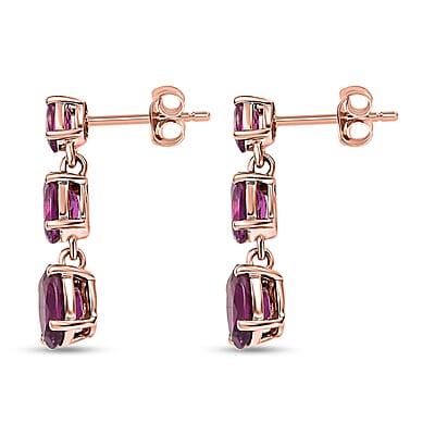 Certified & Appraised Luxoro AAA Radiant Ember Garnet 3.56 ctw Earrings in 10K Rose Gold