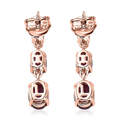 Certified & Appraised Luxoro AAA Radiant Ember Garnet 3.56 ctw Earrings in 10K Rose Gold