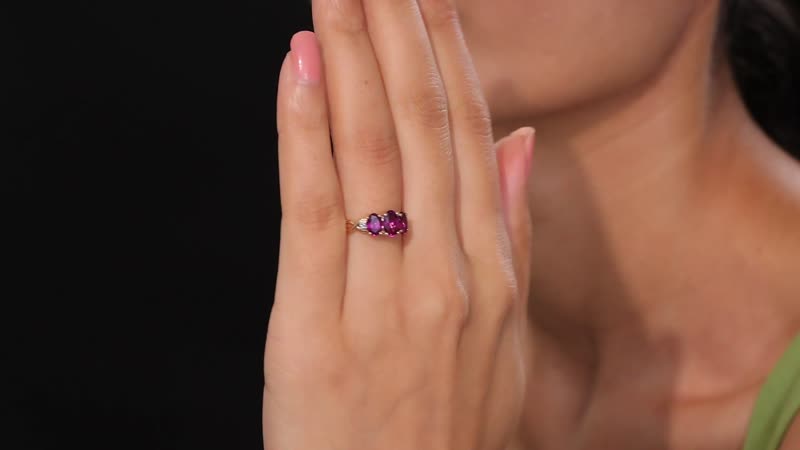 Certified & Appraised Luxoro 10K Rose Gold AAA Radiant Ember Garnet, Diamond (G-H, I2) 3 Stone Ring (Size 10.0) (Del. in 7-10 Days) 2.10 ctw