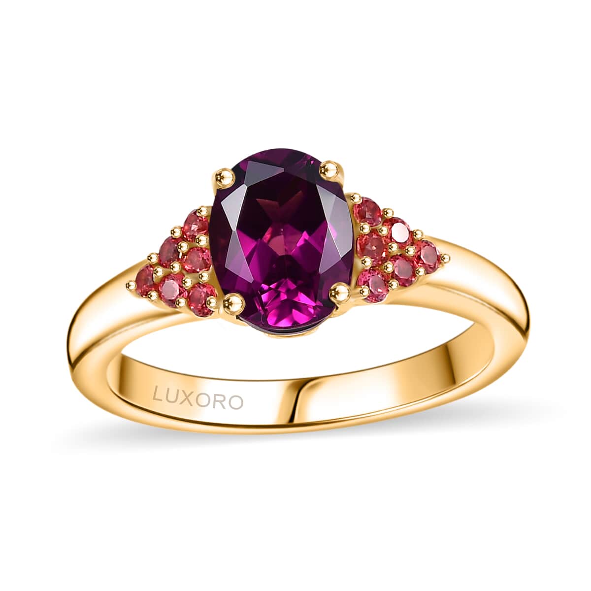 Certified & Appraised Luxoro AAA Radiant Ember Garnet and Padparadscha Sapphire 1.65 ctw Ring in 10K Yellow Gold (Del. in 10-12 Days) image number 0