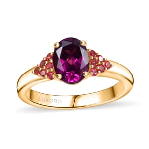 Certified & Appraised Luxoro AAA Radiant Ember Garnet and Padparadscha Sapphire 1.65 ctw Ring in 10K Yellow Gold (Size 10.0)