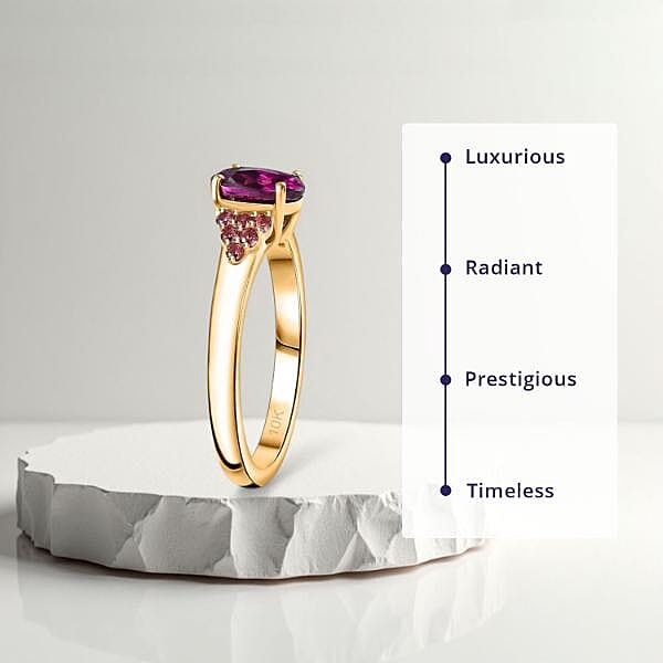 Certified & Appraised Luxoro AAA Radiant Ember Garnet and Padparadscha Sapphire 1.65 ctw Ring in 10K Yellow Gold (Size 10.0) 