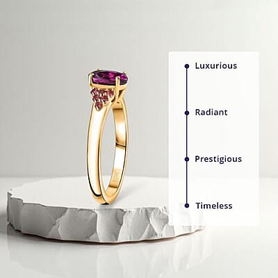 Certified & Appraised Luxoro AAA Radiant Ember Garnet and Padparadscha Sapphire 1.65 ctw Ring in 10K Yellow Gold (Size 10.0) 