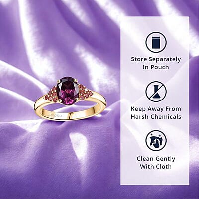 Certified & Appraised Luxoro AAA Radiant Ember Garnet and Padparadscha Sapphire 1.65 ctw Ring in 10K Yellow Gold (Size 10.0) 