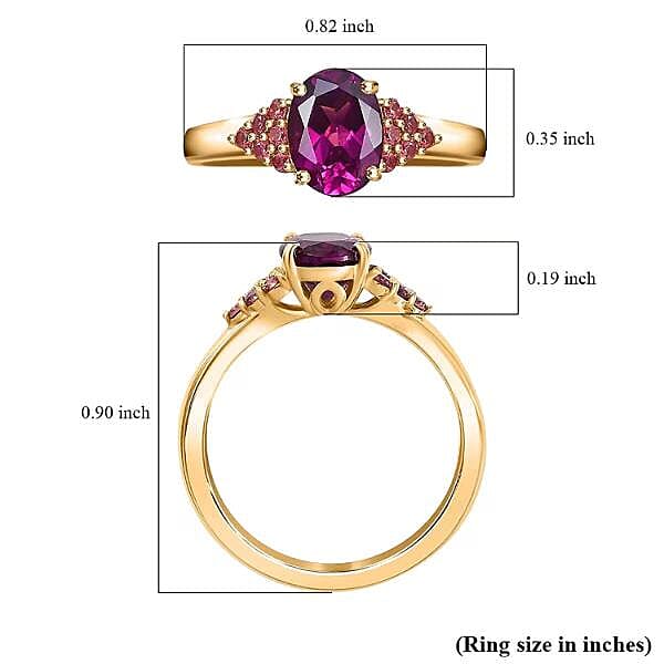 Certified & Appraised Luxoro AAA Radiant Ember Garnet and Padparadscha Sapphire 1.65 ctw Ring in 10K Yellow Gold (Size 10.0) 