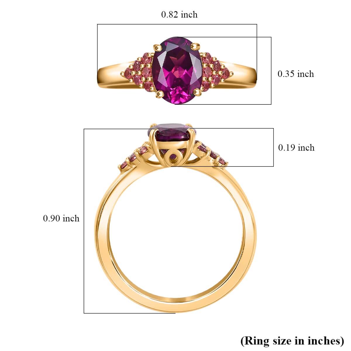 Certified & Appraised Luxoro AAA Radiant Ember Garnet and Padparadscha Sapphire 1.65 ctw Ring in 10K Yellow Gold (Del. in 10-12 Days) image number 5