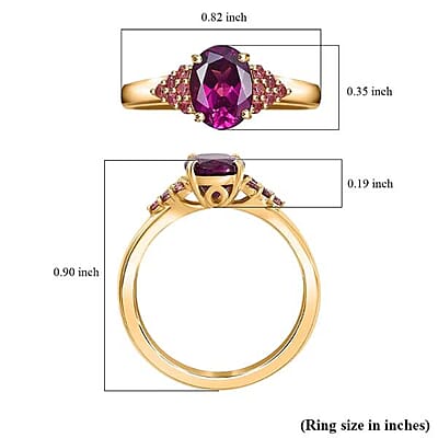 Certified & Appraised Luxoro AAA Radiant Ember Garnet and Padparadscha Sapphire 1.65 ctw Ring in 10K Yellow Gold (Size 10.0) 