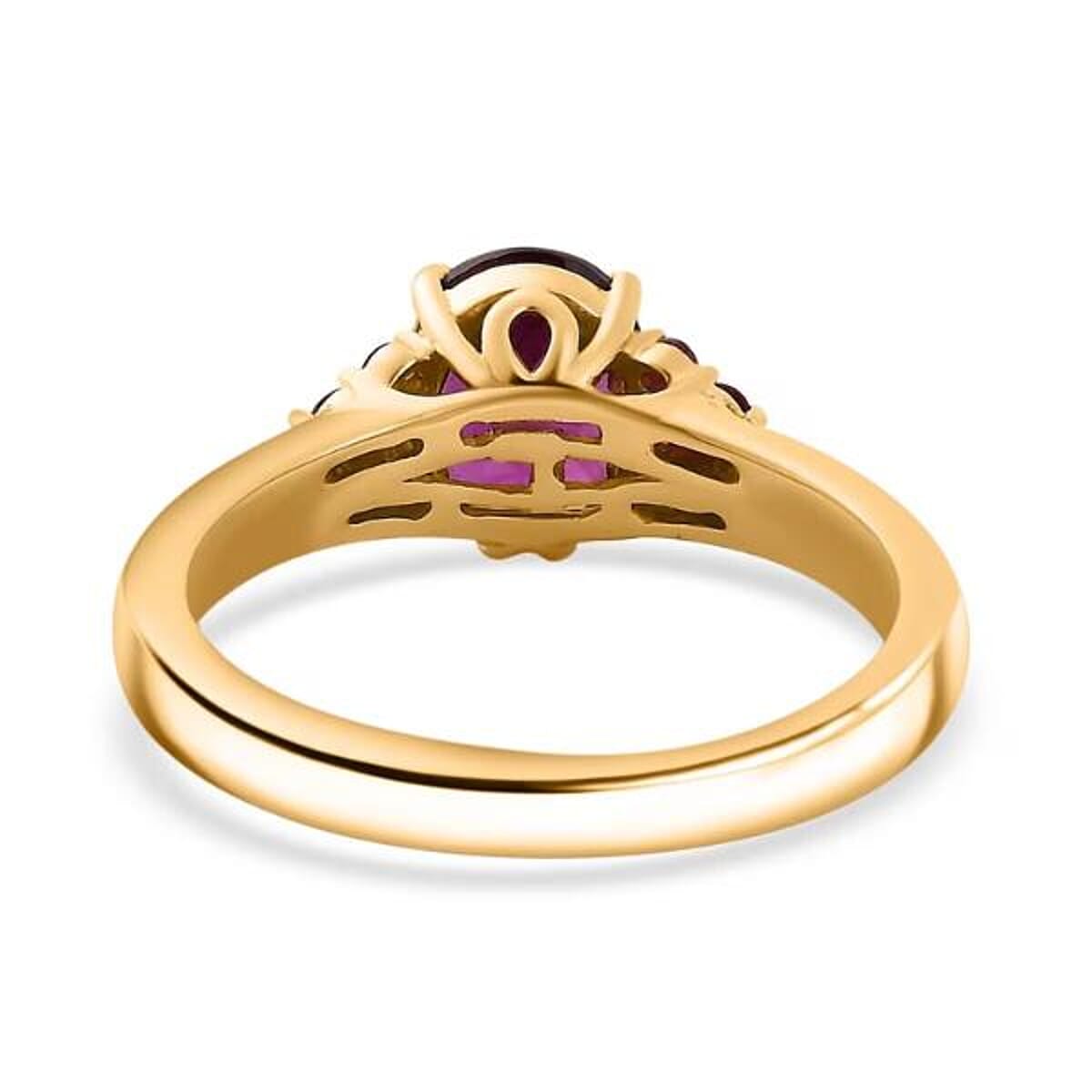 Certified & Appraised Luxoro AAA Radiant Ember Garnet and Padparadscha Sapphire 1.65 ctw Ring in 10K Yellow Gold (Size 10.0)  image number 6