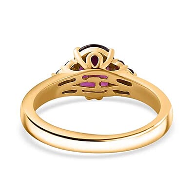 Certified & Appraised Luxoro AAA Radiant Ember Garnet and Padparadscha Sapphire 1.65 ctw Ring in 10K Yellow Gold (Size 10.0) 