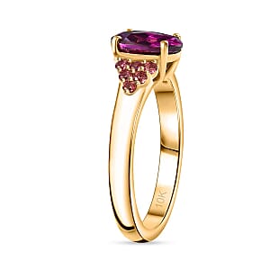 Certified & Appraised Luxoro AAA Radiant Ember Garnet and Padparadscha Sapphire 1.65 ctw Ring in 10K Yellow Gold (Size 10.5)