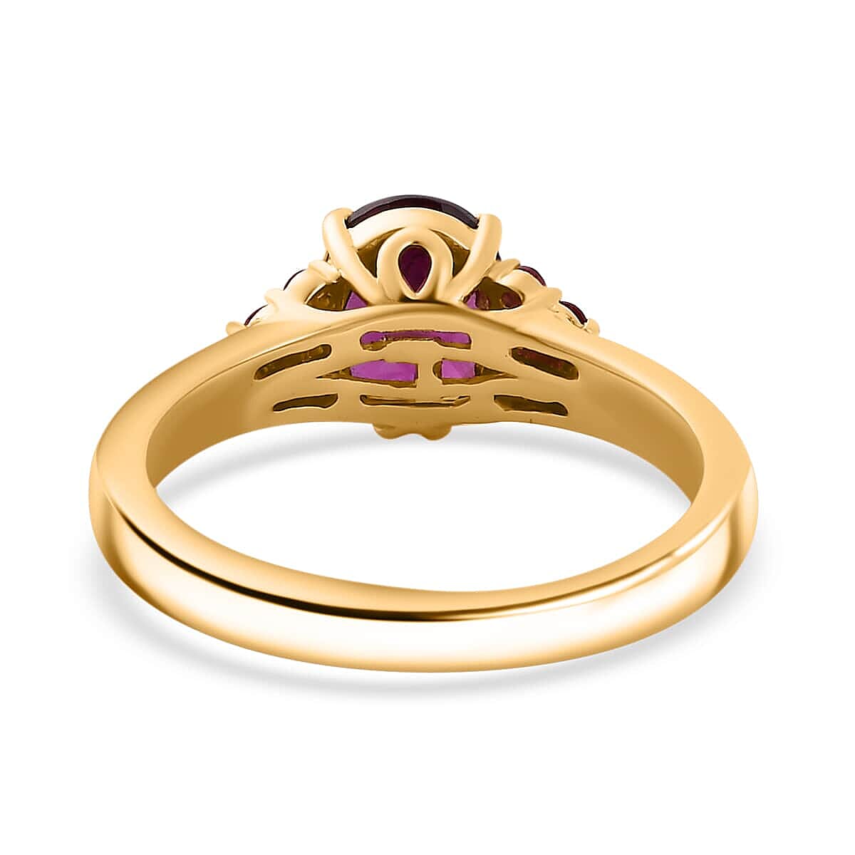 Certified & Appraised Luxoro AAA Radiant Ember Garnet and Padparadscha Sapphire 1.65 ctw Ring in 10K Yellow Gold (Size 10.5) image number 4