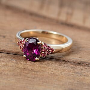 Certified & Appraised Luxoro AAA Radiant Ember Garnet and Padparadscha Sapphire 1.65 ctw Ring in 10K Yellow Gold (Size 7.0) (Del. in 10-12 Days) 