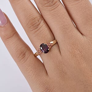 Certified & Appraised Luxoro AAA Radiant Ember Garnet and Padparadscha Sapphire 1.65 ctw Ring in 10K Yellow Gold (Size 8.0) 