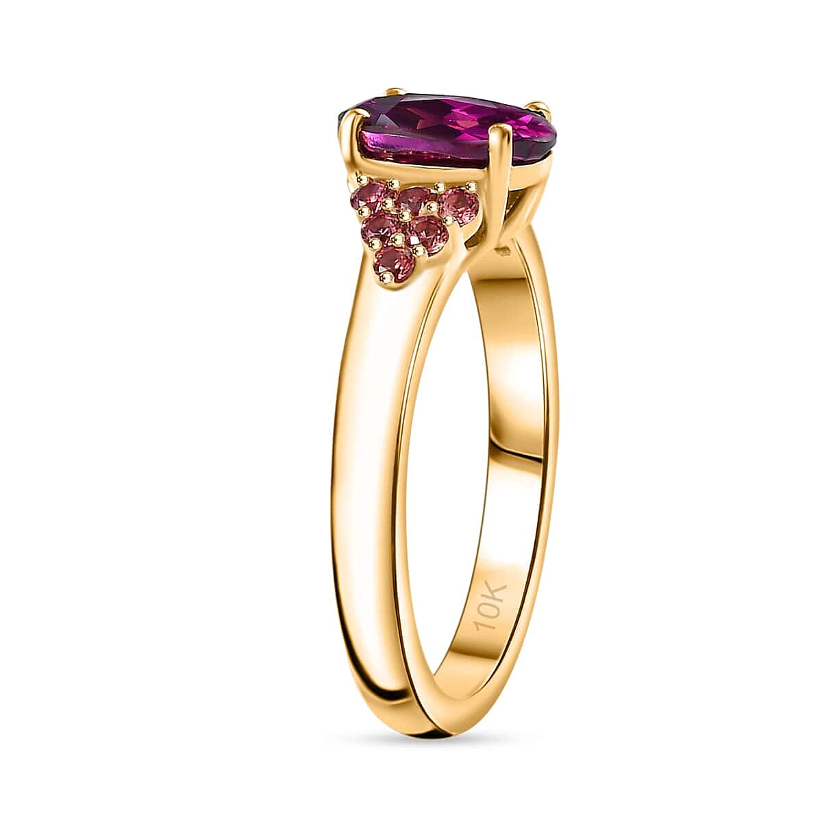 Certified & Appraised Luxoro AAA Radiant Ember Garnet and Padparadscha Sapphire 1.65 ctw Ring in 10K Yellow Gold (Size 8.5) image number 3
