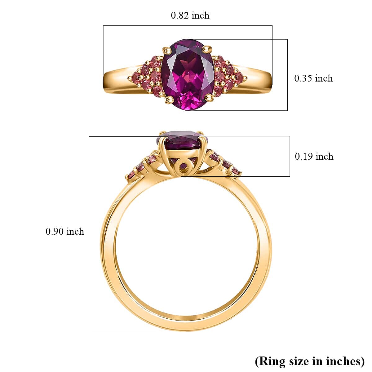 Certified & Appraised Luxoro AAA Radiant Ember Garnet and Padparadscha Sapphire 1.65 ctw Ring in 10K Yellow Gold (Size 9.5) image number 5