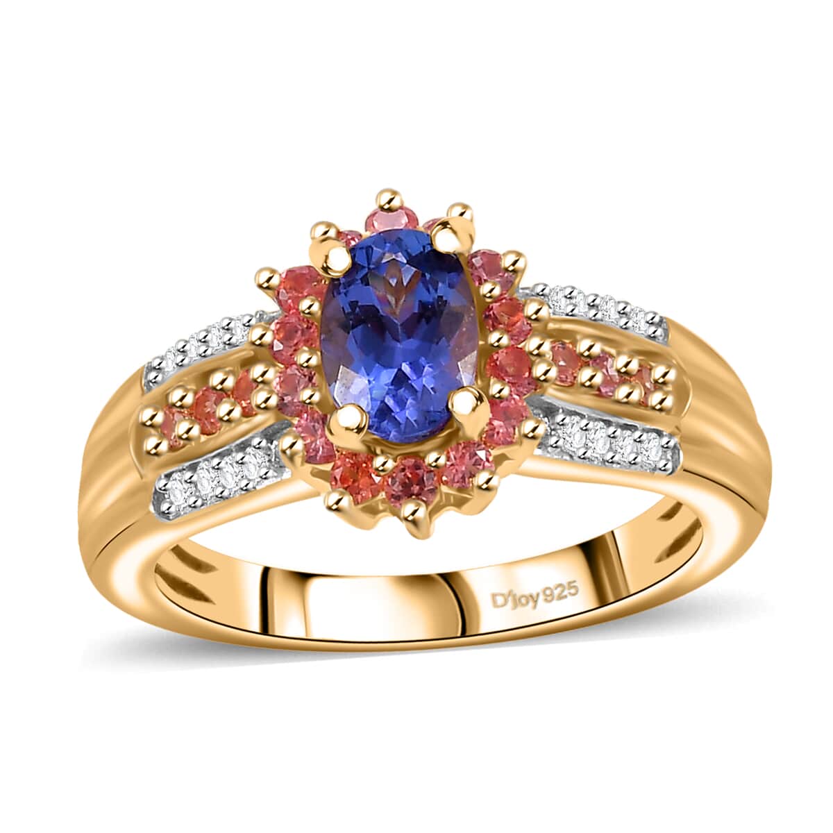 AAA Tanzanite and Multi Gemstone 1.20 ctw Twilight Bloom Ring in 18K Vermeil Yellow Gold Over Sterling Silver (Size 10.0) image number 0