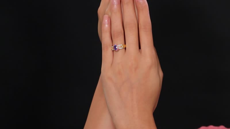AAA Tanzanite, Multi Gemstone Twilight Bloom Ring in 18K Vermeil YG Over Sterling Silver (Size 5.0) 1.20 ctw