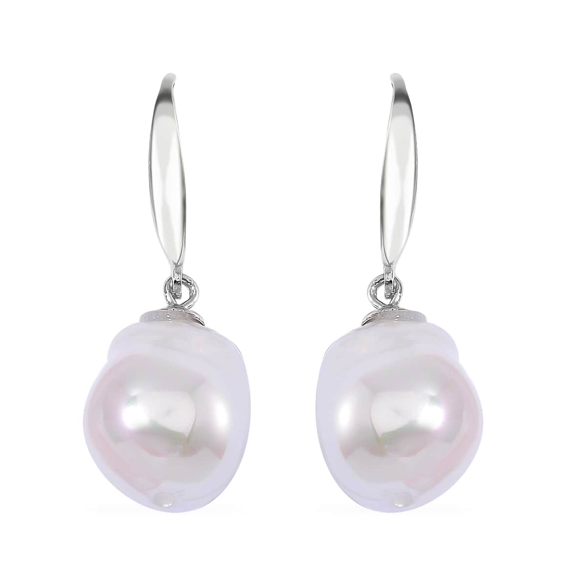 White Freshwater Pearl Earrings in Rhodium Over Sterling Silver image number 0