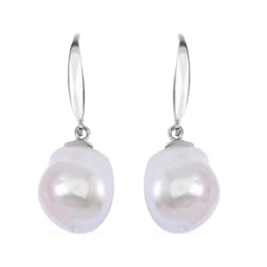 White Freshwater Pearl Earrings in Rhodium Over Sterling Silver