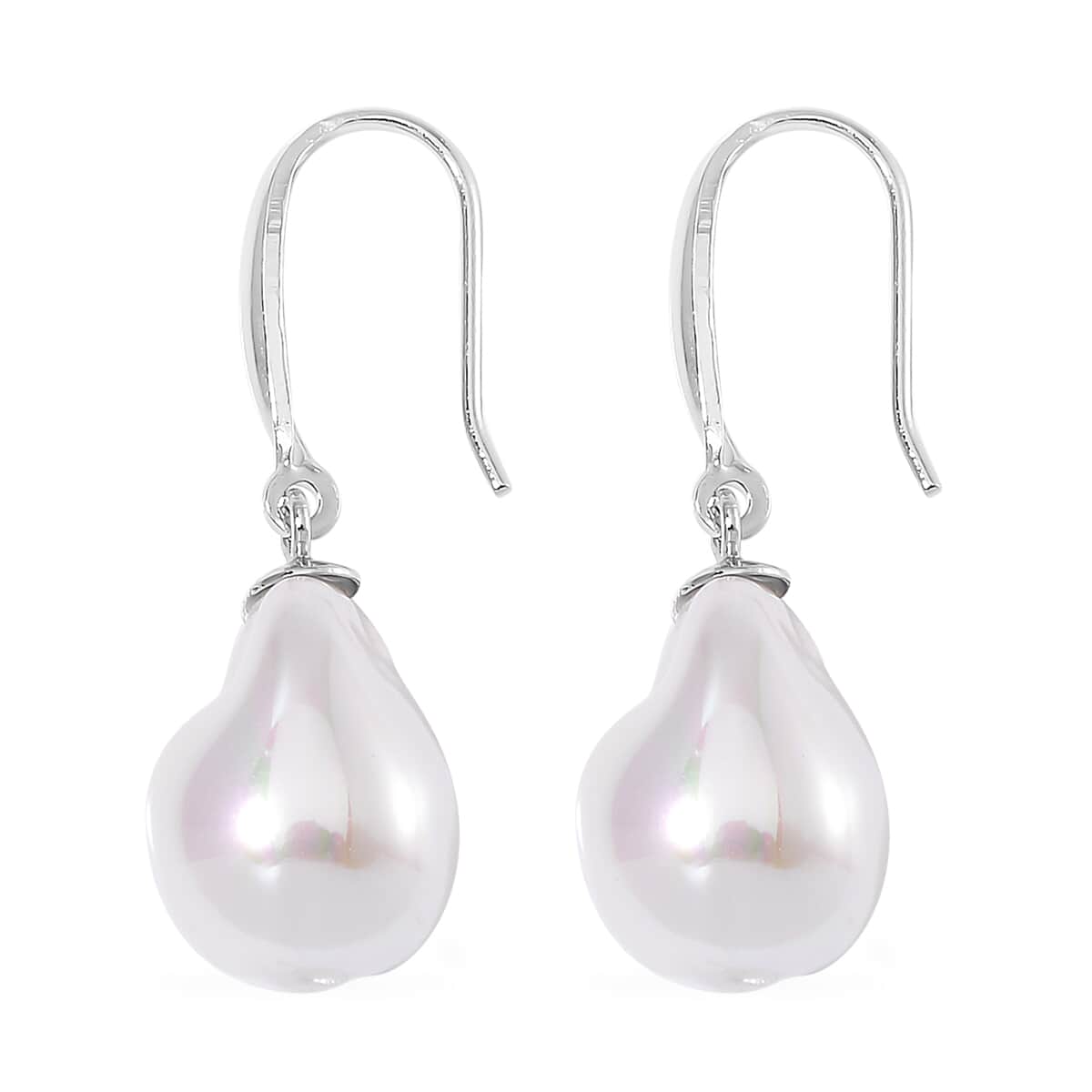 White Freshwater Pearl Earrings in Rhodium Over Sterling Silver image number 3