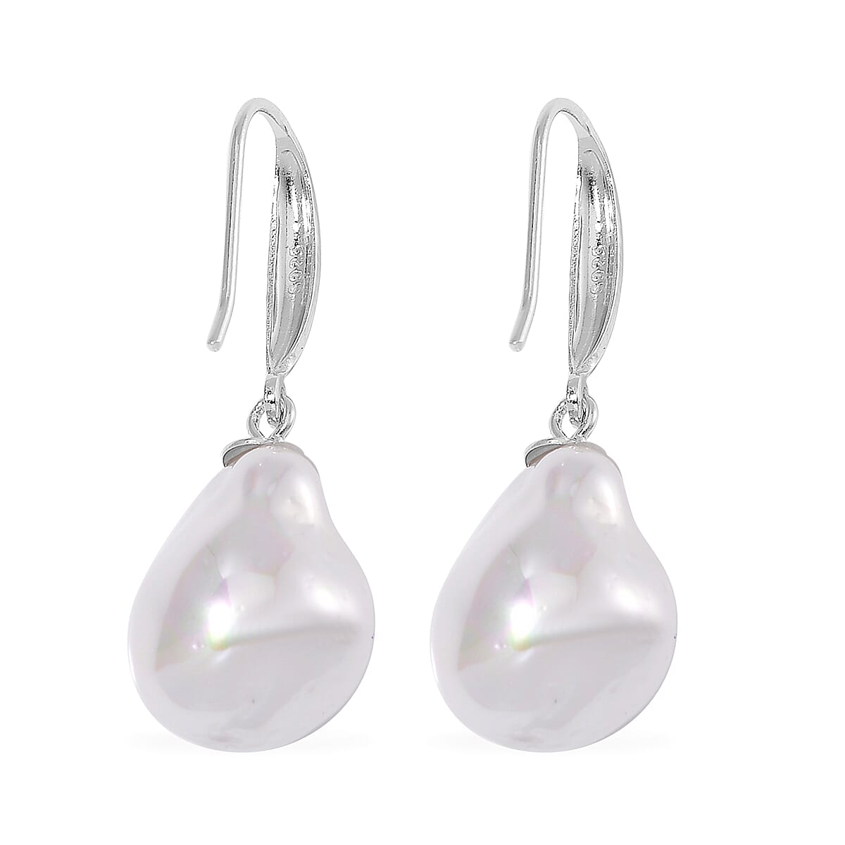 White Freshwater Pearl Earrings in Rhodium Over Sterling Silver