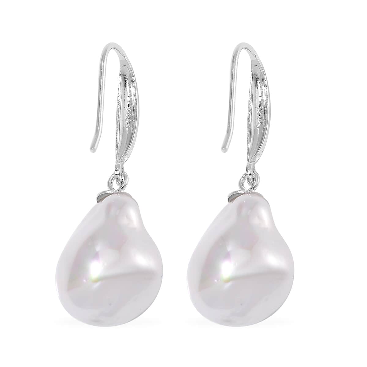 White Freshwater Pearl Earrings in Rhodium Over Sterling Silver image number 4