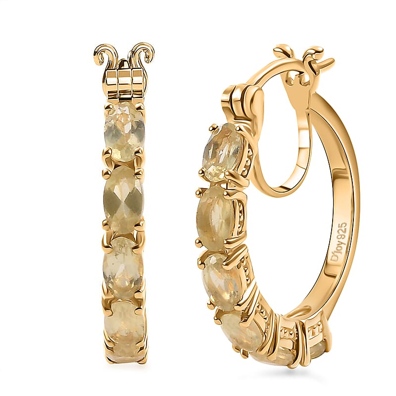 D'Joy Madagascar Yellow Apatite 2.75 ctw Serenity Vine Earrings in 18K Vermeil Yellow Gold Over Sterling Silver