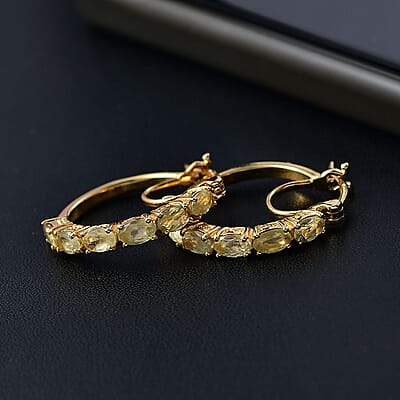 D'Joy Madagascar Yellow Apatite 2.75 ctw Serenity Vine Earrings in 18K Vermeil Yellow Gold Over Sterling Silver