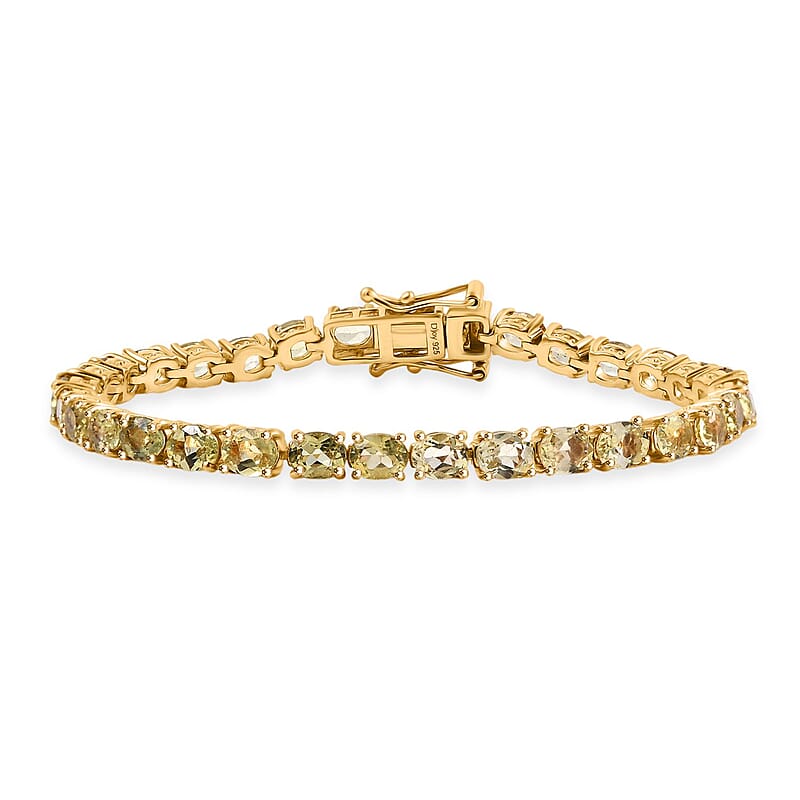 D'Joy Madagascar Yellow Apatite 9.60 ctw Serenity Vine Bracelet in 18K Vermeil Yellow Gold Over Sterling Silver (6.50 In)