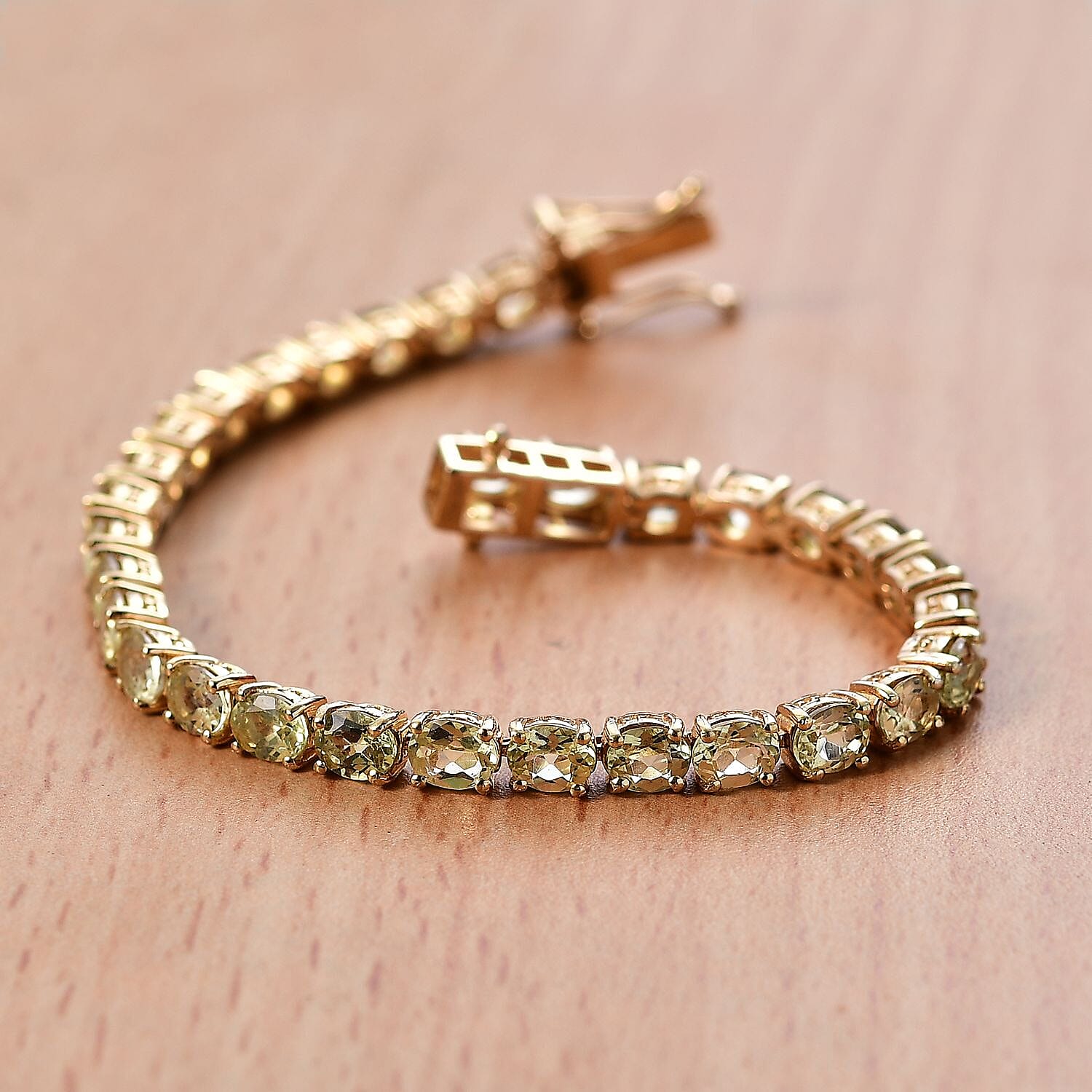 D'Joy Madagascar Yellow Apatite 9.60 ctw Serenity Vine Bracelet in 18K Vermeil Yellow Gold Over Sterling Silver (6.50 In)