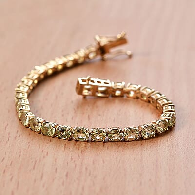 D'Joy Madagascar Yellow Apatite 9.60 ctw Serenity Vine Bracelet in 18K Vermeil Yellow Gold Over Sterling Silver (6.50 In)