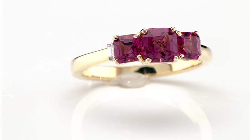 Certified & Appraised Luxoro AAA Asscher Cut Ouro Fino Rubellite and I2 Diamond 1.50 ctw Ring in 10K Yellow Gold (Size 10.0) (Del. in 10-12 Days)