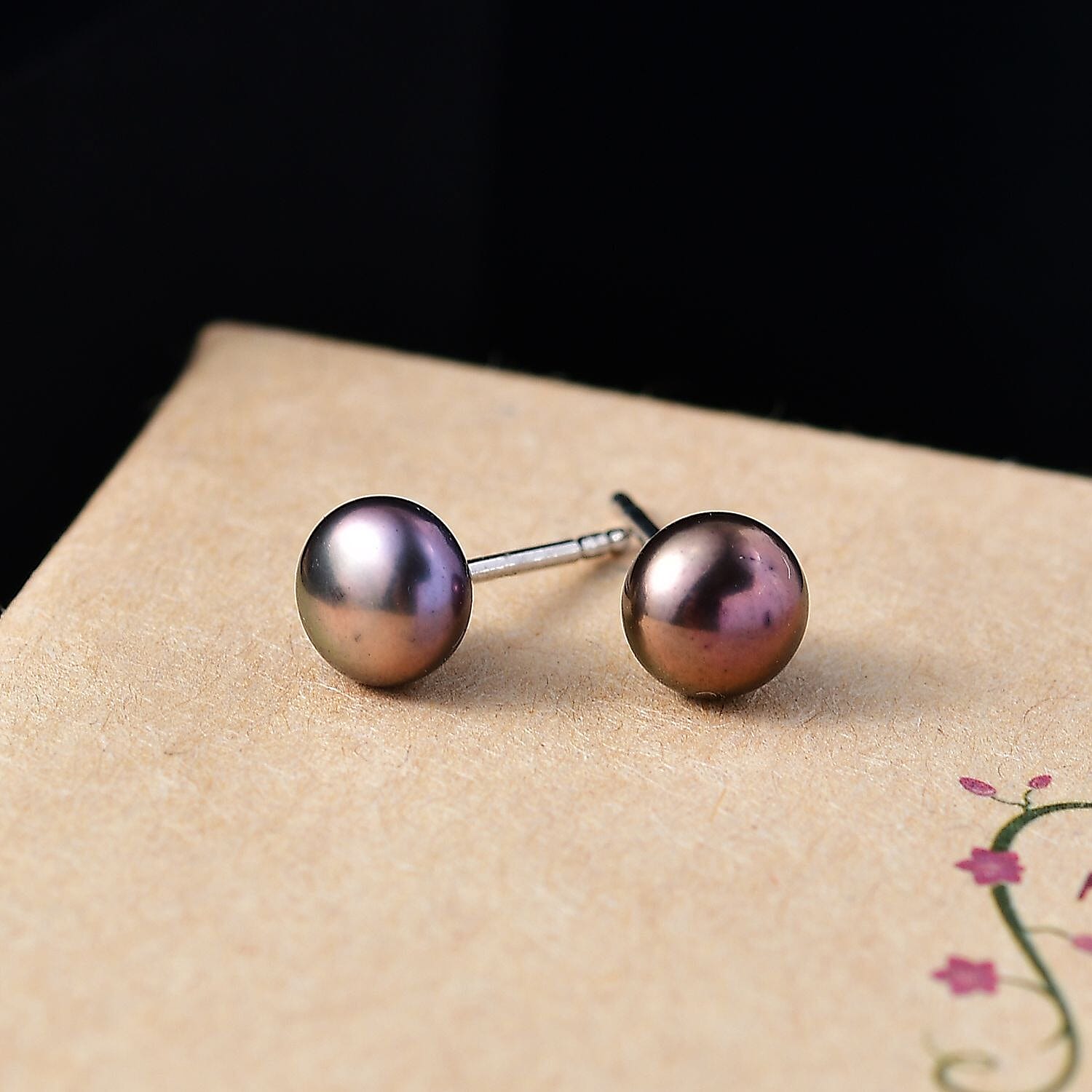 Freshwater Peacock Pearl Beaded Earrings in Platinum Over Sterling Silver