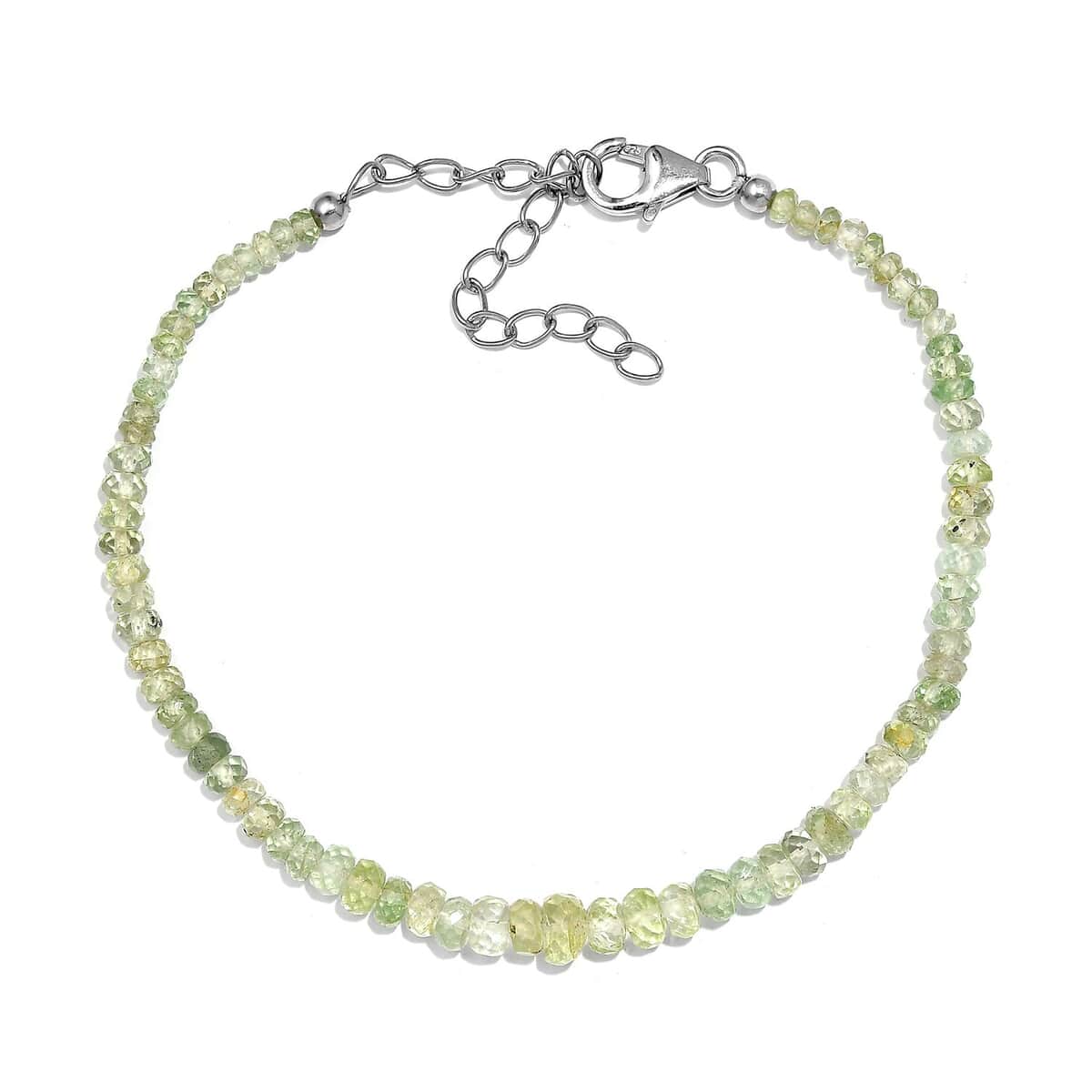 Tsavorite Garnet 21.00 ctw Beaded Bracelet in Rhodium Over Sterling Silver (7.25 In) image number 0