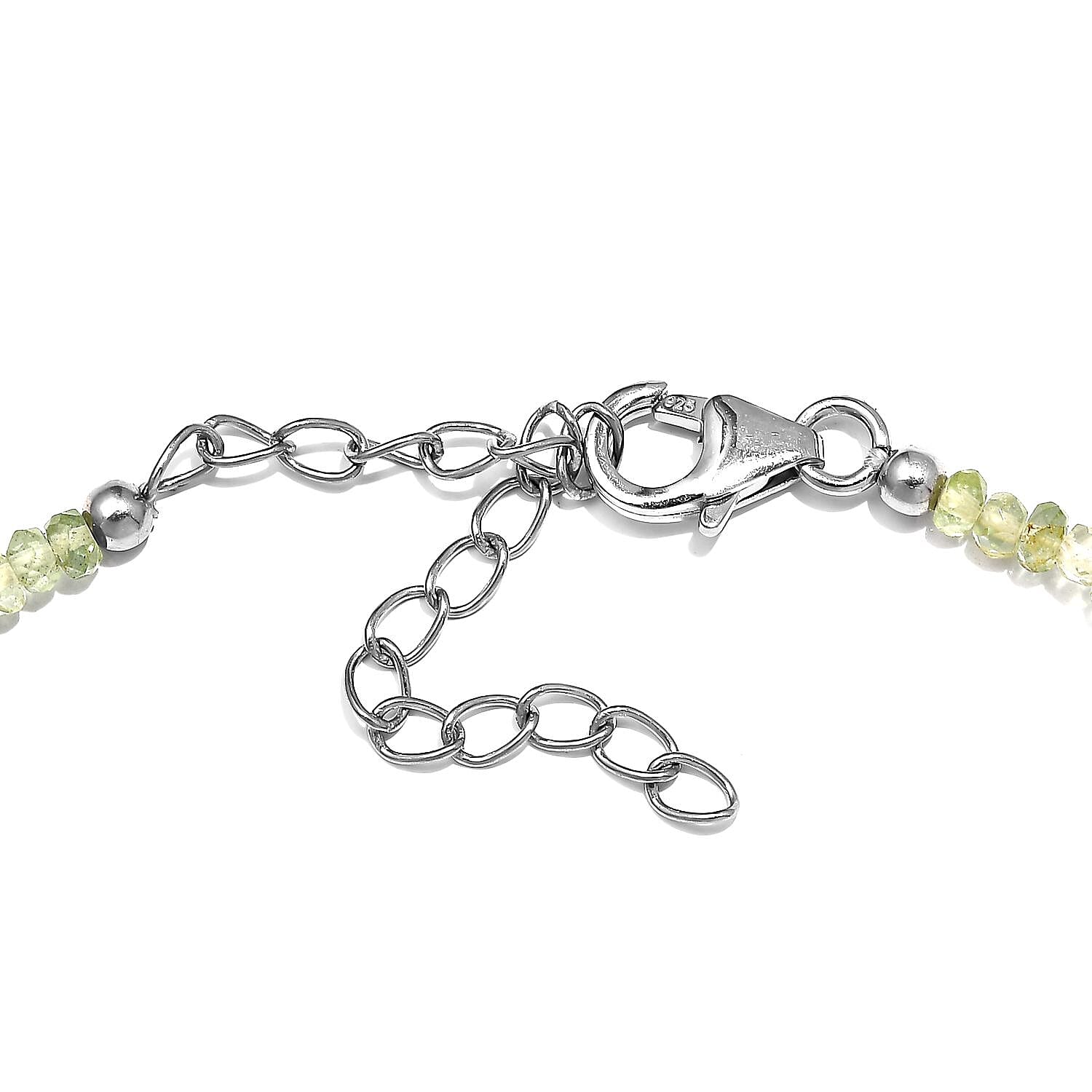 Tsavorite Garnet 21.00 ctw Beaded Bracelet in Rhodium Over Sterling Silver (7.25 In)