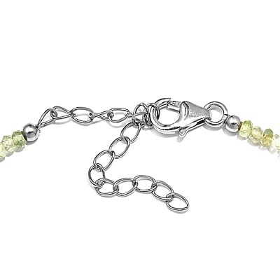 Tsavorite Garnet 21.00 ctw Beaded Bracelet in Rhodium Over Sterling Silver (7.25 In)