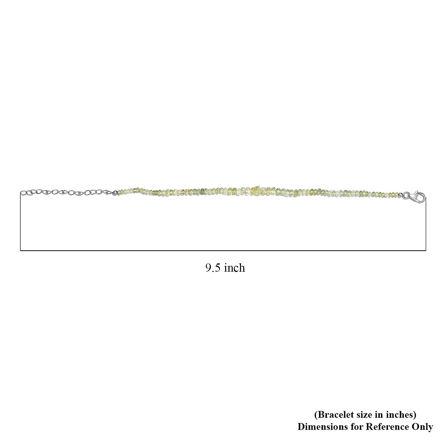 Tsavorite Garnet 21.00 ctw Beaded Bracelet in Rhodium Over Sterling Silver (7.25 In)