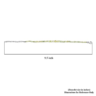 Tsavorite Garnet 21.00 ctw Beaded Bracelet in Rhodium Over Sterling Silver (7.25 In)