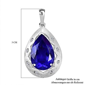 Tanzanite Color Quartz and White Zircon 6.73 ctw Pendant in Rhodium Over Sterling Silver