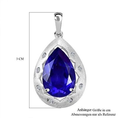 Tanzanite Color Quartz and White Zircon 6.73 ctw Pendant in Rhodium Over Sterling Silver