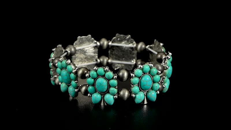 Doorbuster Blue Howlite, Resin Stretch Bracelet in Silvertone 90.00 ctw