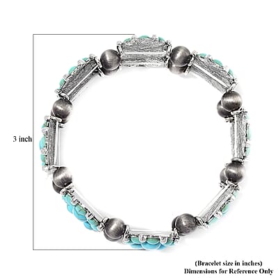 Blue Howlite, Resin Stretch Bracelet in Silvertone 90.00 ctw